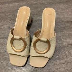 Women's summer slip on sandals - beige
